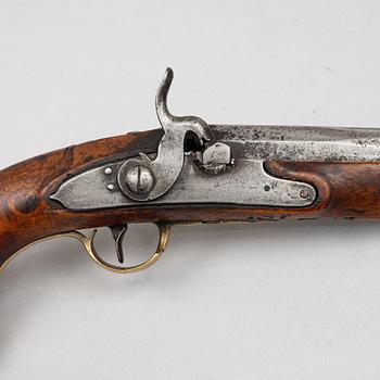 Percussion pistol, possibly Swedish, 19th century, converted from flintlock.