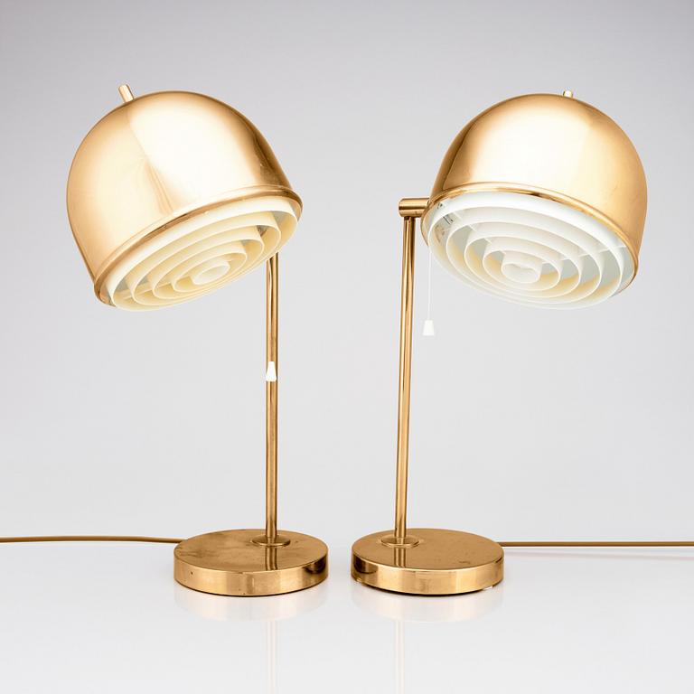 Eje Ahlgren, a pair of brass table lamps, model 'B-075', Bergboms, Sweden, 1960-70s.