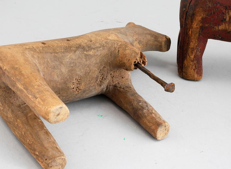 Two wooden horses, 19th century.