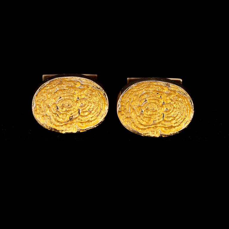 MANSCHETTKNAPPAR, guld 14K, Björn Weckström, Lapponia 1968. Vikt 13,5 g. Originaletui.