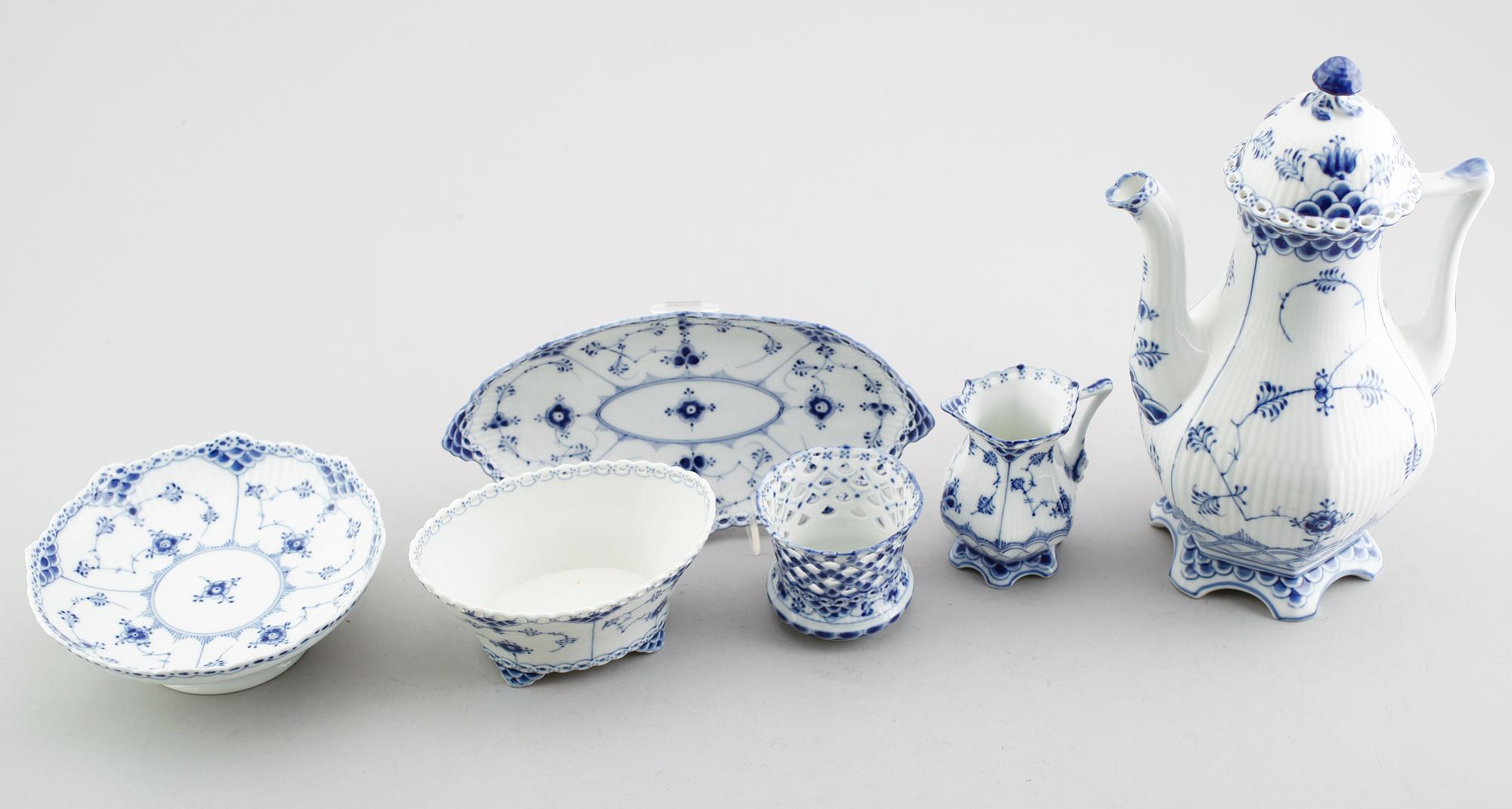 SERVISPORSLIN, 6 delar, porslin, Royal Copenhagen.