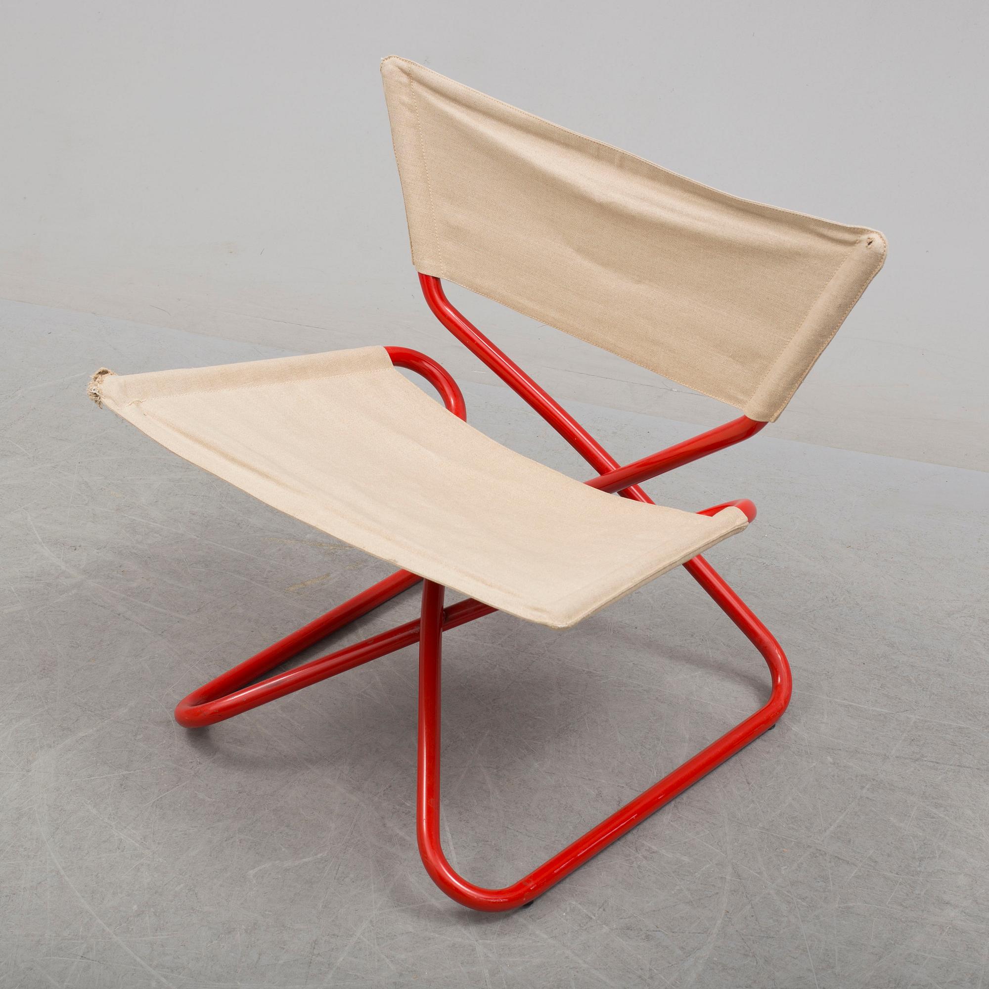 A painted steel with seat and back of canvas 'Z-Down' chair by Erik Magnusson for Torben Orskov, Denmark.