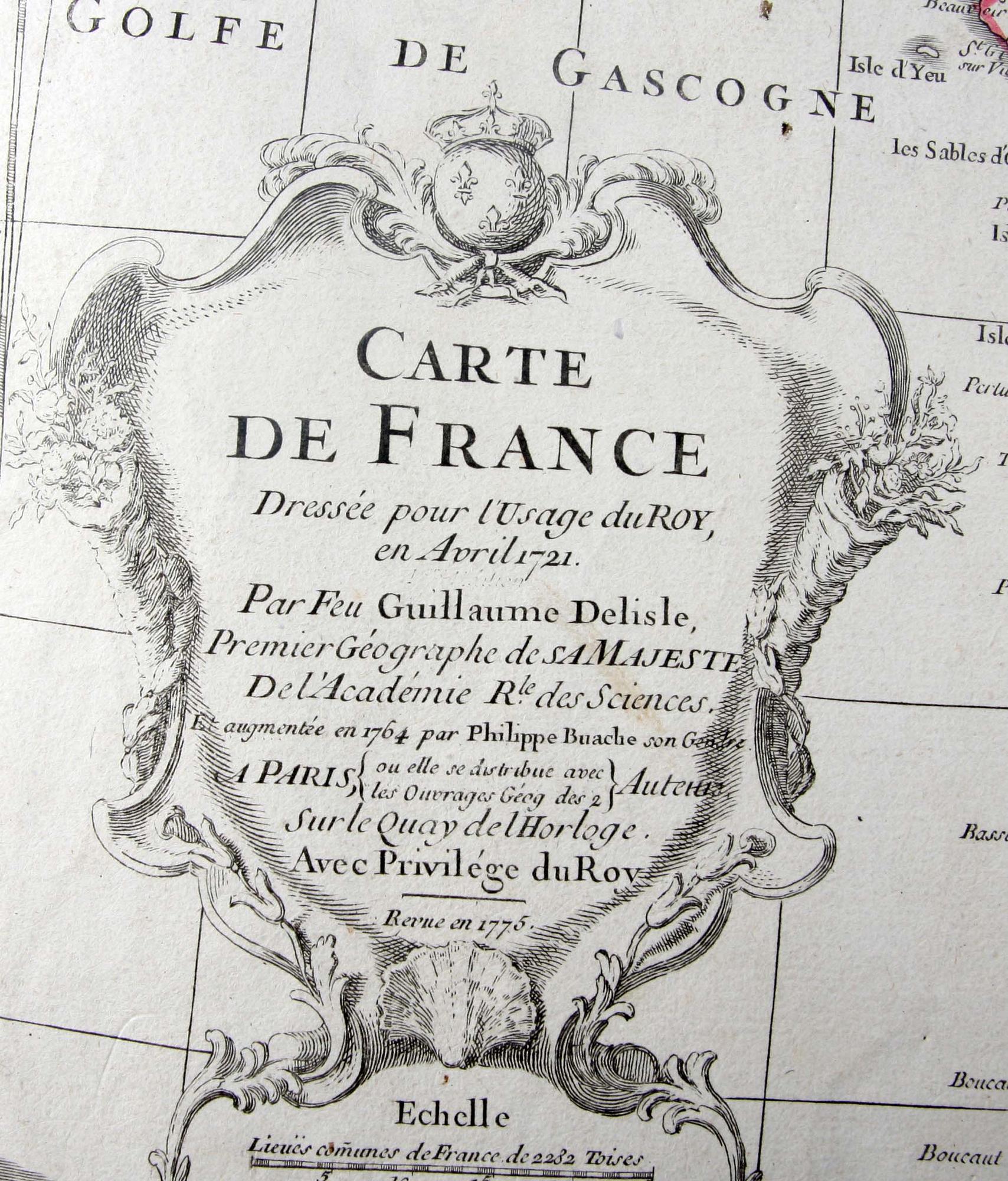 KARTA, Frankrike, Guillaume Delisle 1775.