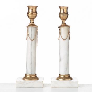 A pair of late Gustavian circa 1800 candlesticks.