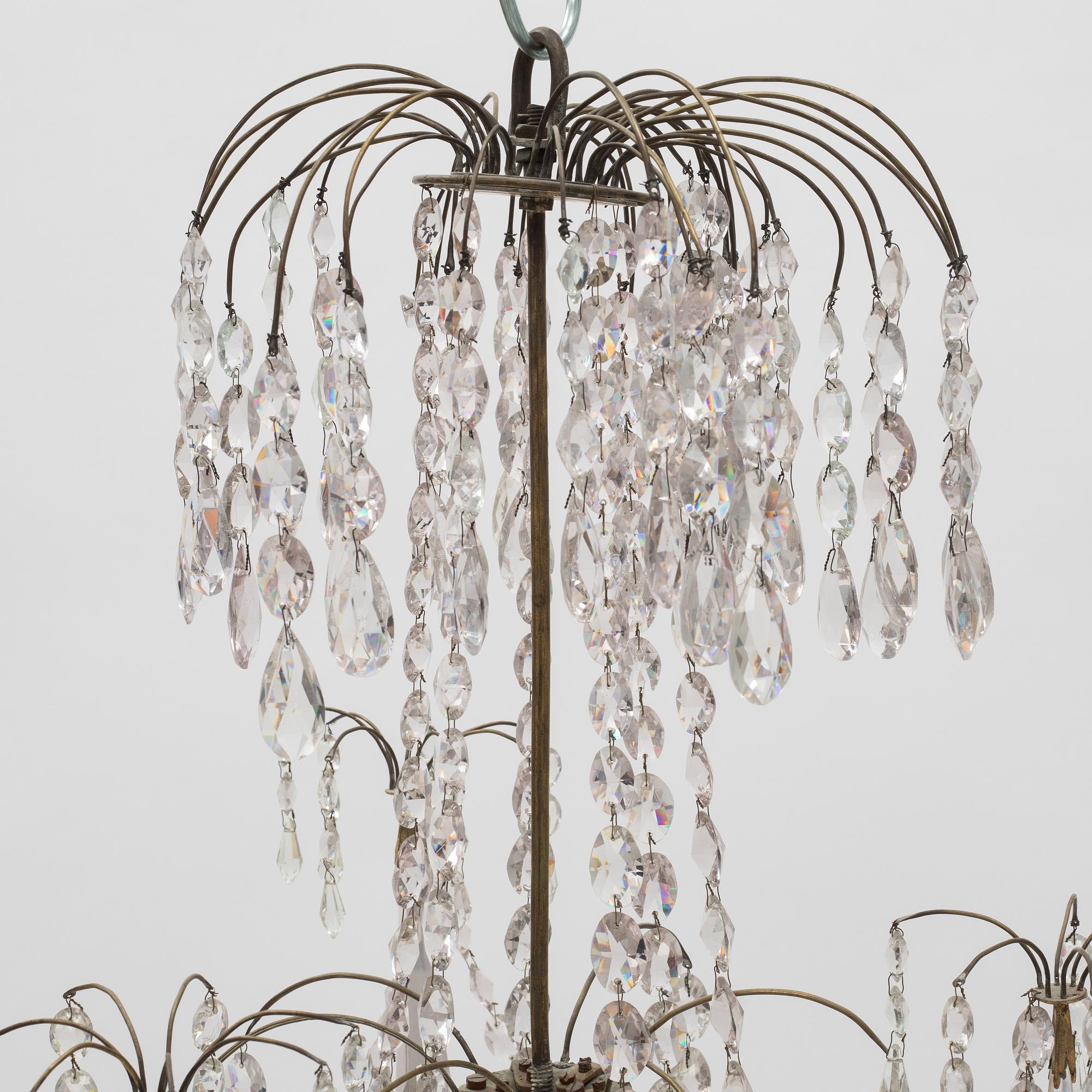 A Gustavian style chandelier, early 20th century incorporating older elements.