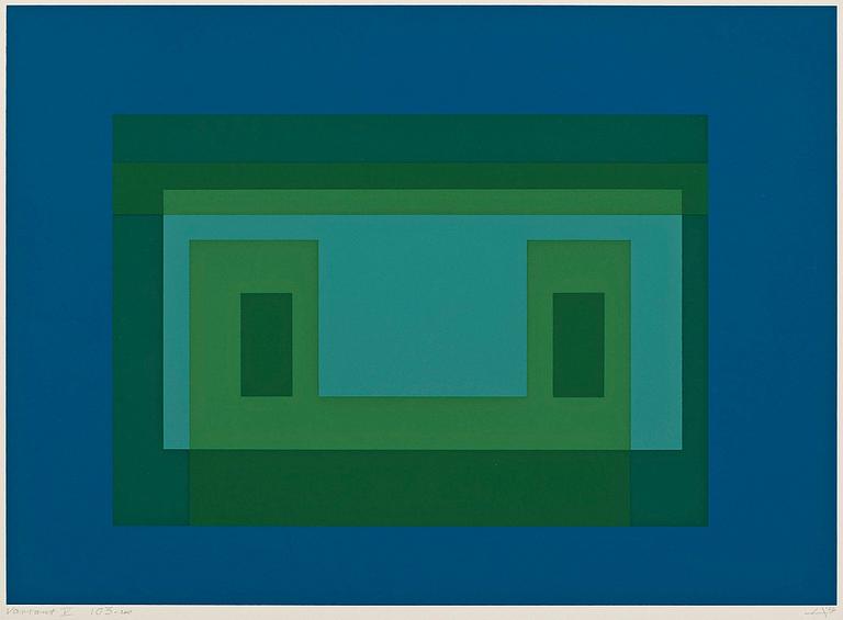 JOSEF ALBERS, 9 färgserigrafier, signerade med blyerts, daterade 1966, numrerade 103/200.