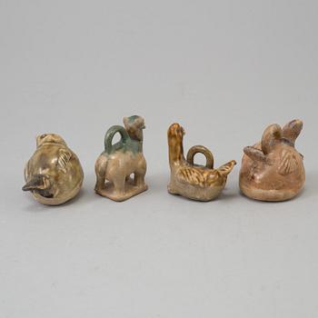 Nine chinese ceramic figures, tang dynasty (618-907).