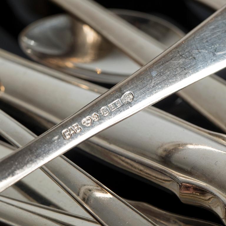 BESTICK, 82 delar, "Chippendale", GAB 1940-50-tal, silver, total vikt inkl knivblad av rostfritt stål ca 3022 g.
