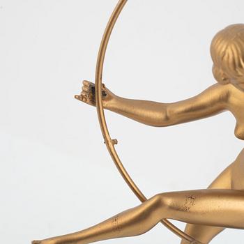 Max Le Verrier, efter, "Briand", figurin, art deco stil, idrottande kvinna, Frankrike, 1900-tal.