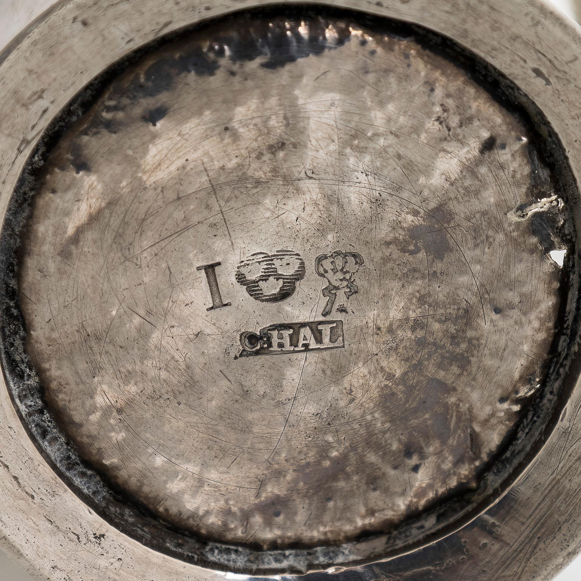 An 18th-century silver parcel-gilt beaker, maker's mark of Carl Halle, active in Turku, Finland 1765-1771.
