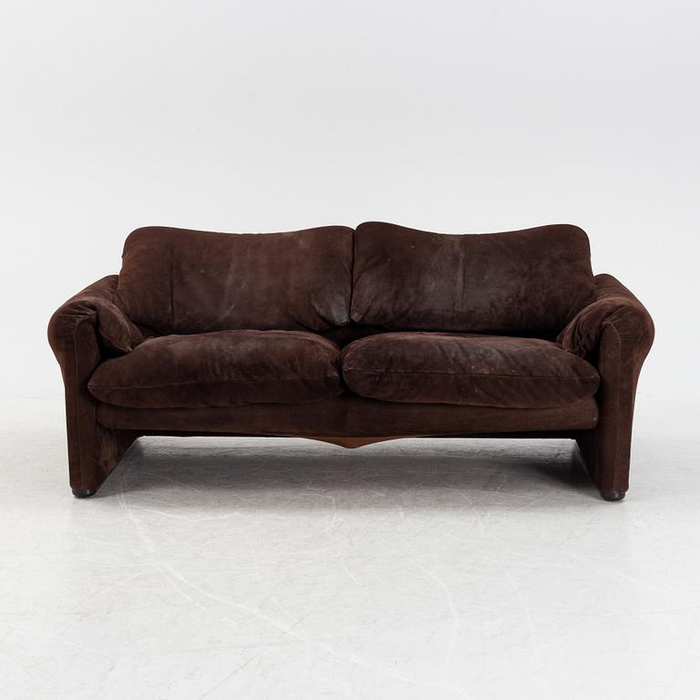 Vico Magistretti, a dark brown suede two-seated 'Maralunga' sofa, Cassina, Italy.