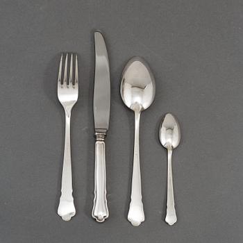 A silver 'Chippendale' cutlery, GAB, Stockholm and Eskilstuna, (48 pc).