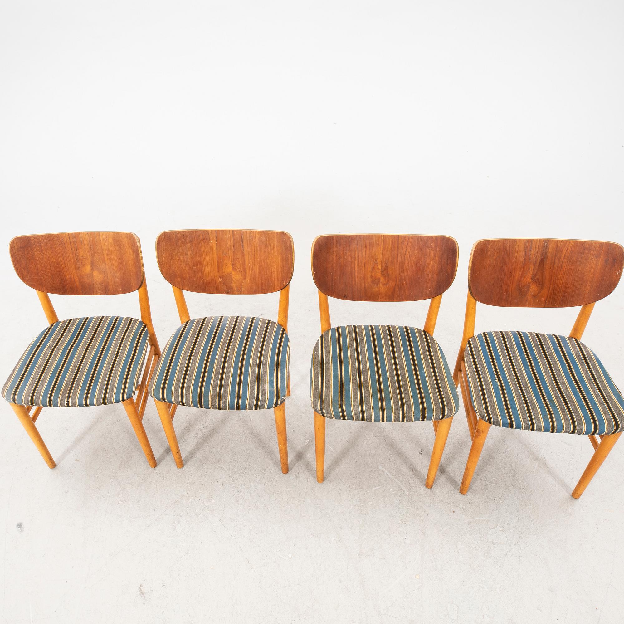 Henning & Eva Koppel, a set of four teak 1950s charis.