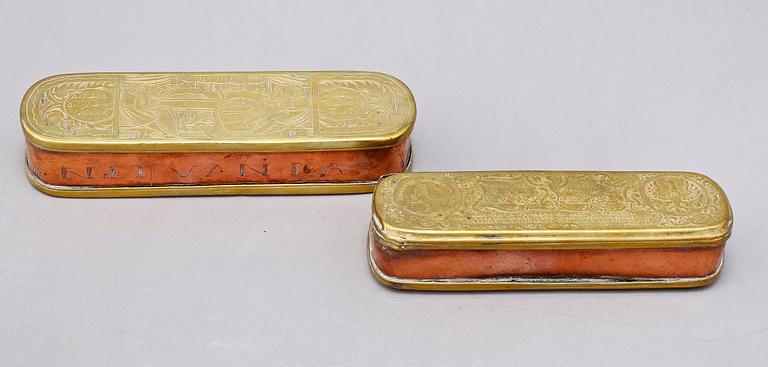 DOSOR, 2 st, mässing samt koppar, Preussen, 1700-tal.