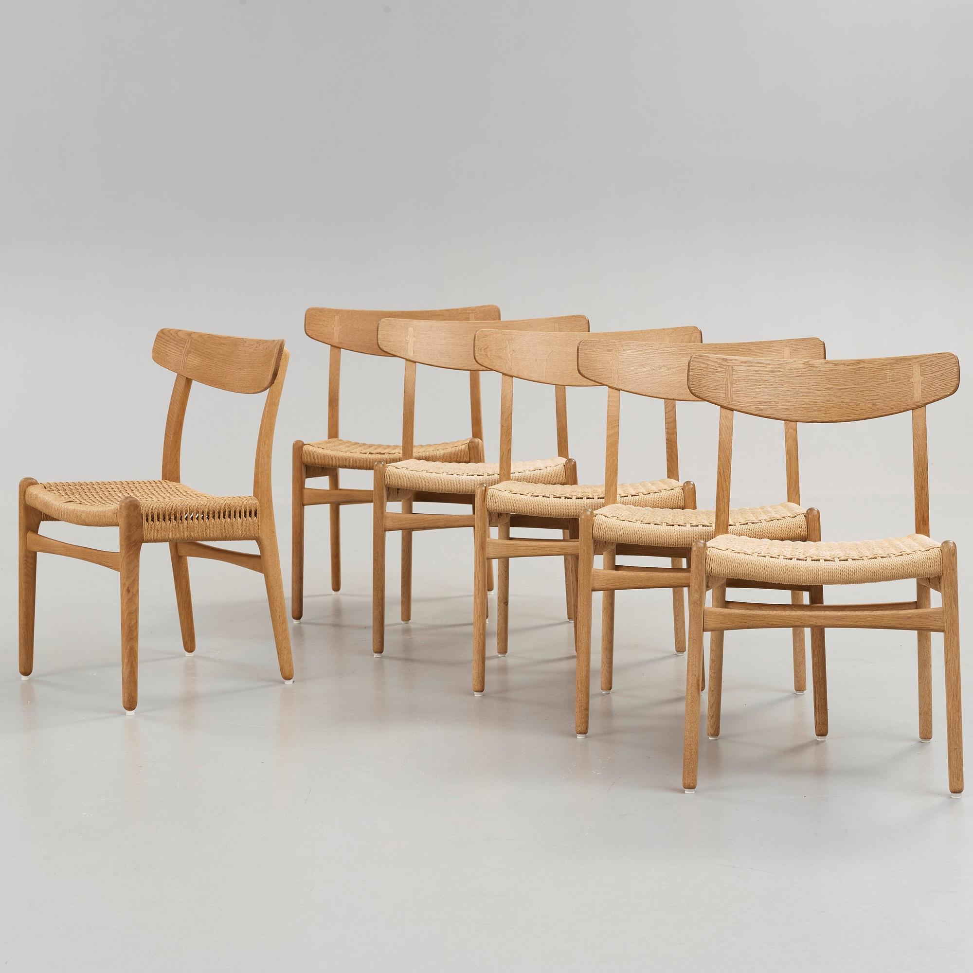 Hans J. Wegner, HANS J WEGNER, stolar, 6 st,  "CH-23 Spisestolen", Carl Hansen & Son, Odense, Danmark.