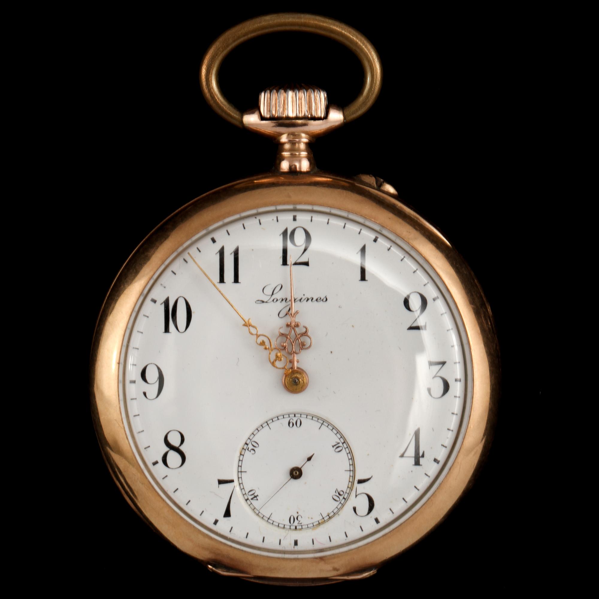 FICKUR, 14k guld, Longines, omkring sekelskiftet 1900. Vikt 80 g.
