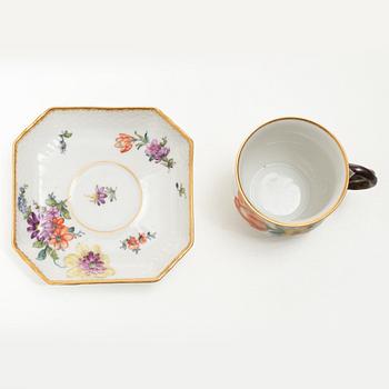 Royal Copenhagen, 19 cream cups with saucers, “Sachsisk Blomst”, Denmark, 1890–1922.