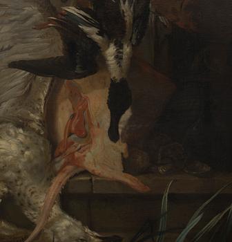 Johan Pasch Hans krets, "Stilleben med spaniel som jagar änder" ("Vattnet").