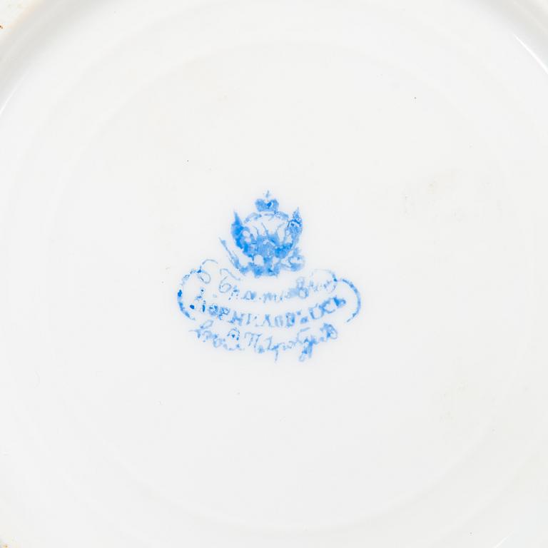 A 24-piece table ware, porcelain, Kornilov 1861-1884.