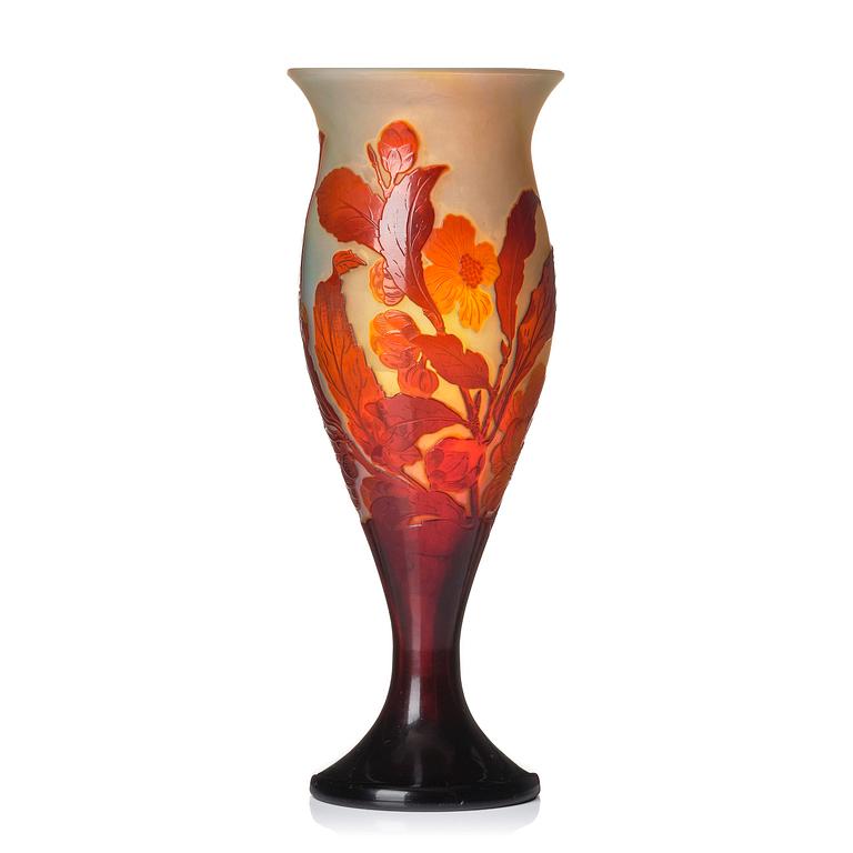 Emile Gallé, an Art Nouveau cameo glass vase, Nancy, France, early 1900s.