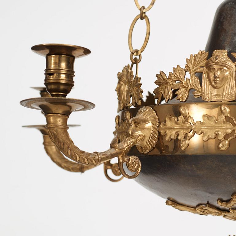 A Swedish Empire 19th century six-light hanging-lamp.