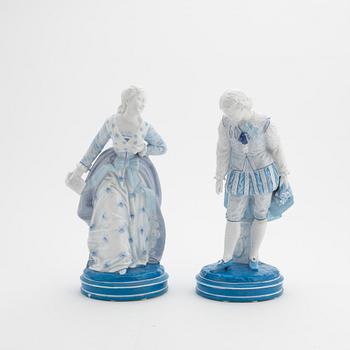 Two pocelain figurines, Meissen-like marks, probably early 20th century.