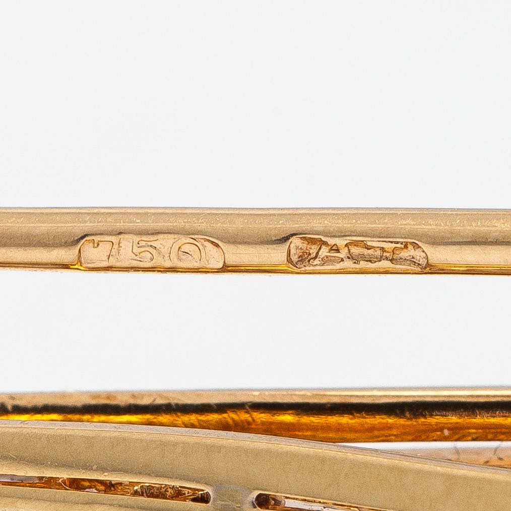 Brooch, faceted emerald, rose cut diamonds, 18K gold, A. Tillander.