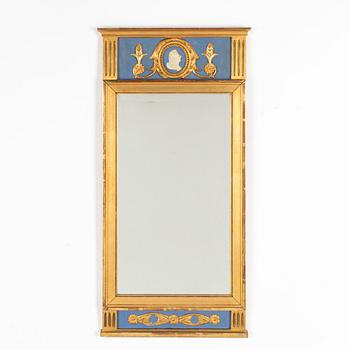 A Gustavian style mirror, mid 20th century.