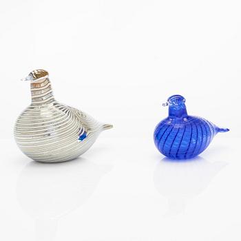 Oiva Toikka, glasfåglar, 2 st, O. Toikka Nuutajärvi.