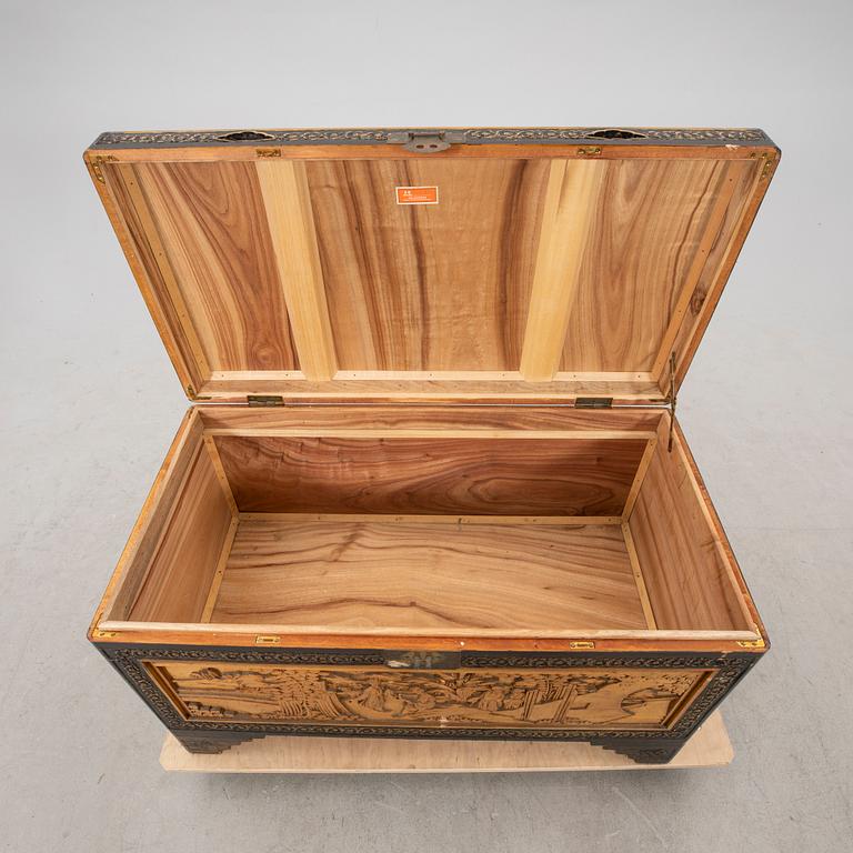 An Asian wooden coffin 20th century.