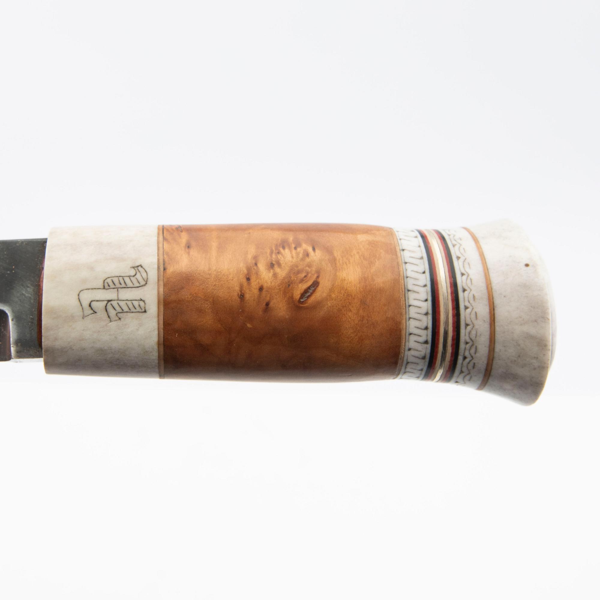 Birger Johansson, "Wiltkniven", half-horn knife, signed -19.