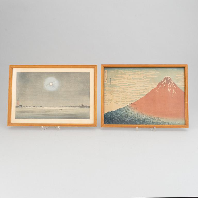 Katsushika Hokusai (1760–1849), after, and Kiyochika, (1847-1915), two coloured woodblock prints, Japan, 19th-20th C.