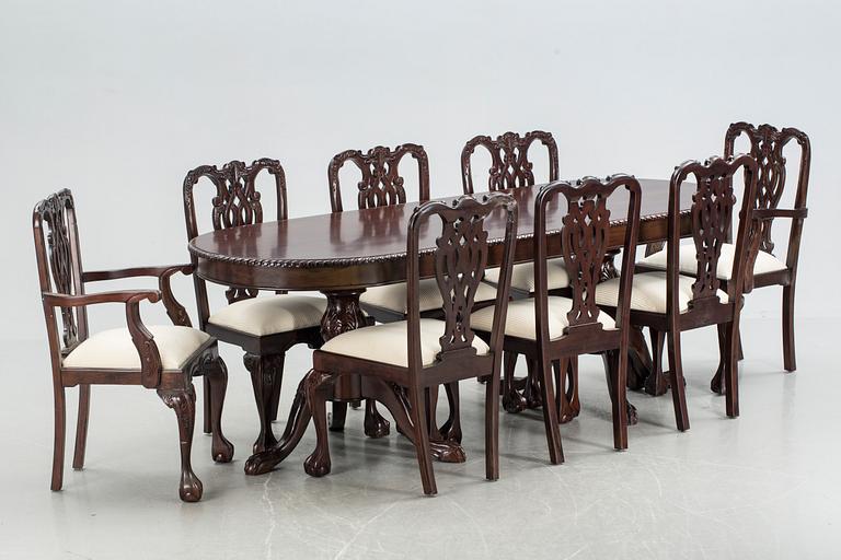 MATGRUPP, 9 delar, Chippendalestil, 1900-talets slut.