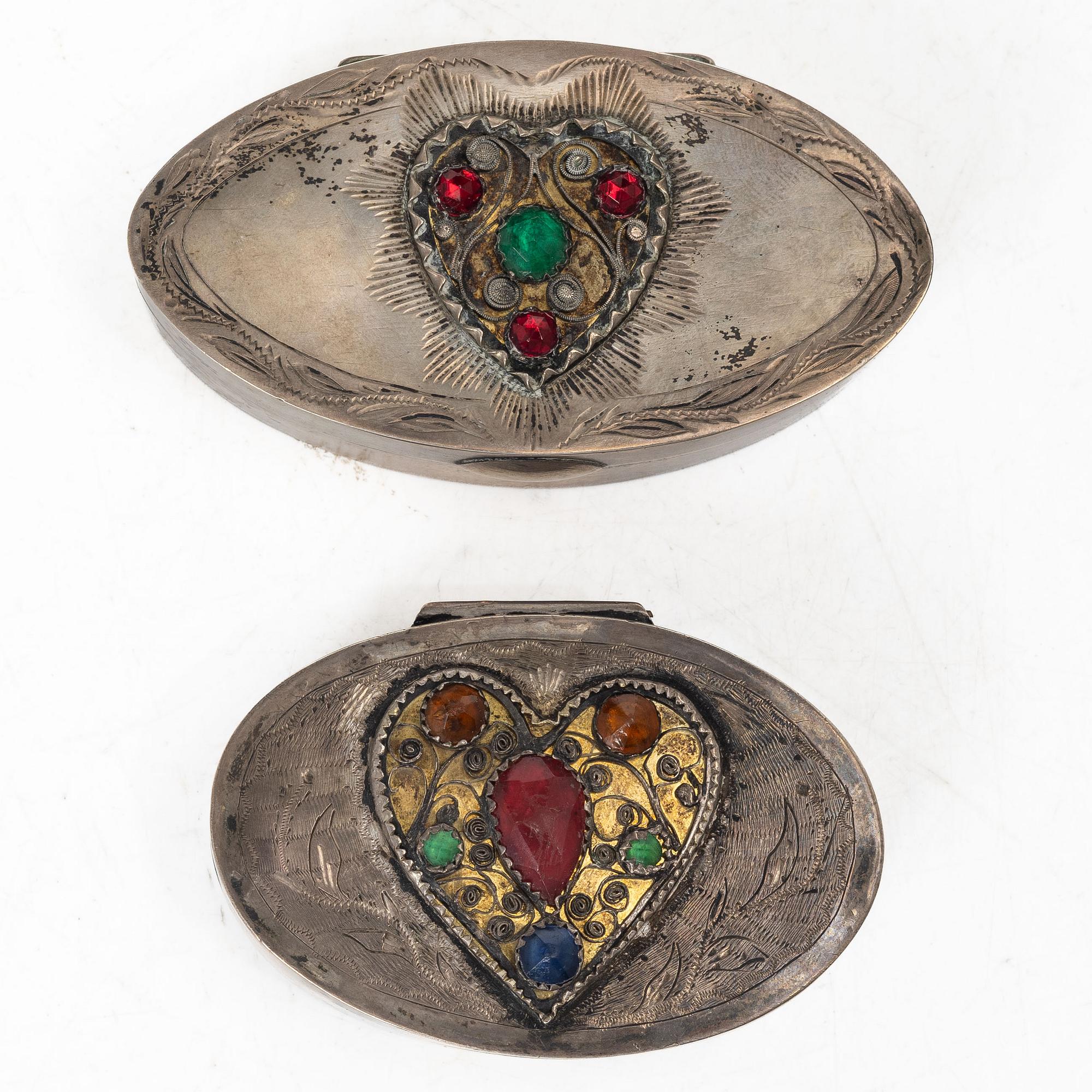 Two Swedish silver snuff boxes, Karlskrona, one with mark of Axel Gabriel Estberg, 1853.