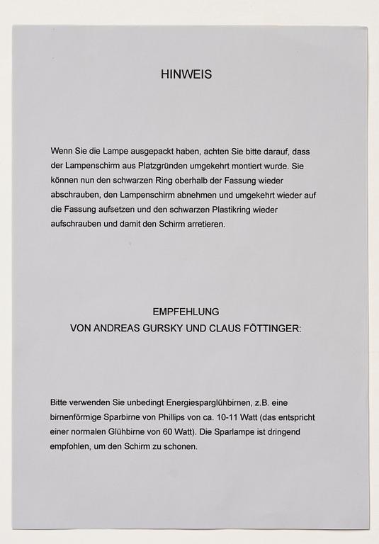 Andreas Gursky & Claus Föttinger, Utan titel.