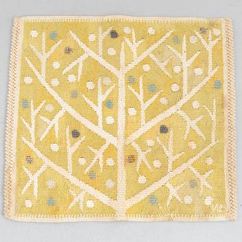 Barbro nilsson, a tapestry weave 'Gul kvist' textile, signed BM, c. 31 x 34 cm.