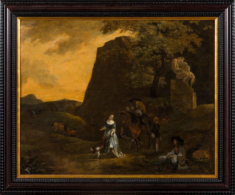 JOHANNES LINGELBACH, attributed to. RESTING RIDERS. Oil on board, 53x66 cm.