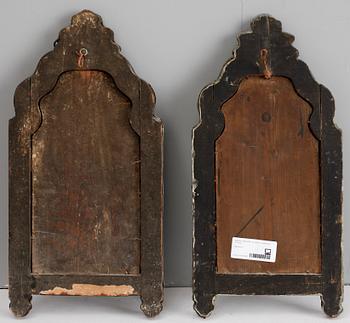 SPEGLAR, två stycken snarlika. Senbarock 1700-tal.