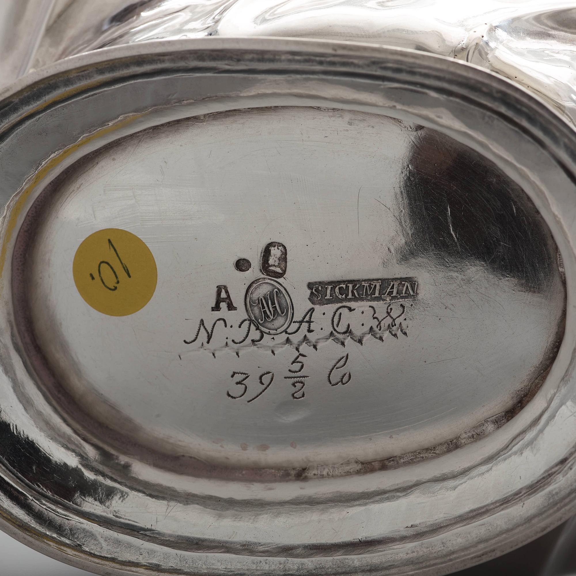 Jürgen Friedrich Sickman, tekanna, silver, Stockholm 1759, rokoko.