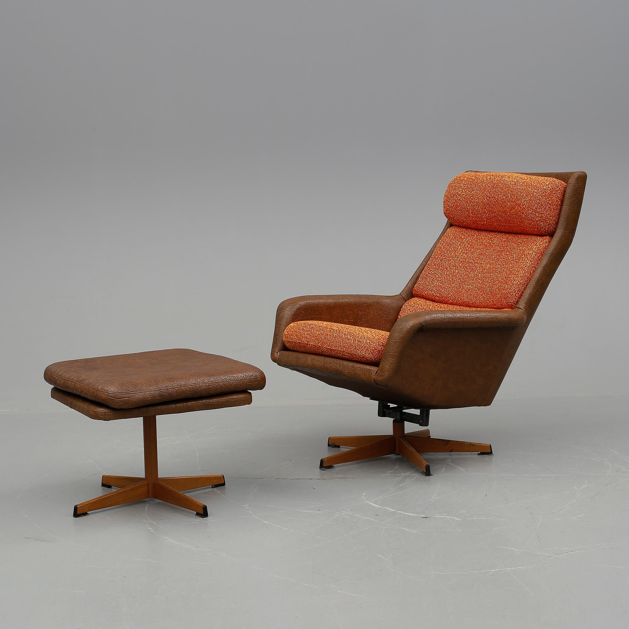 FÅTÖLJ med FOTPALL, 1960-tal.