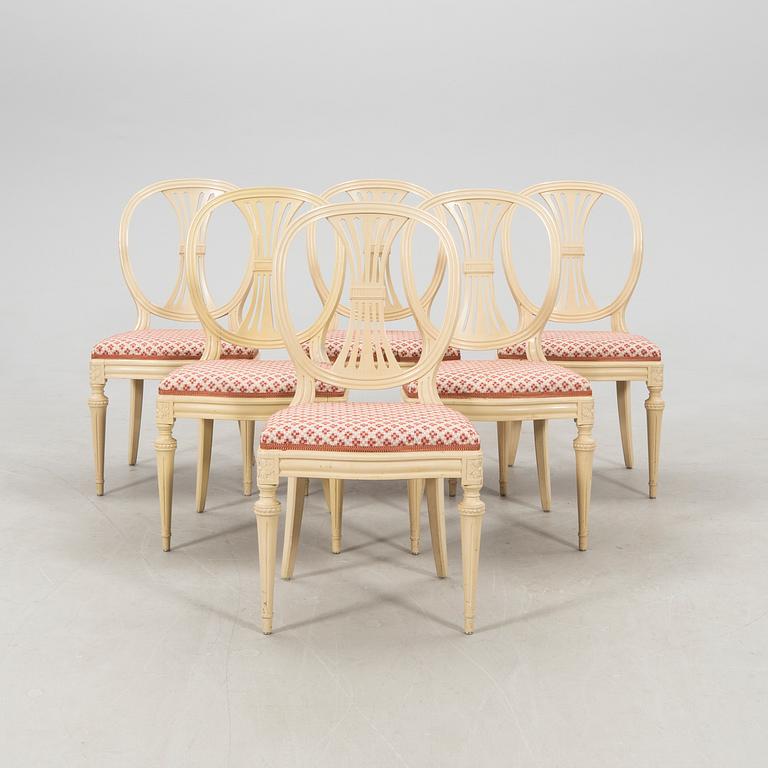 Chairs, 6 pieces, Gustavian style, mid/second half of the 20th century.