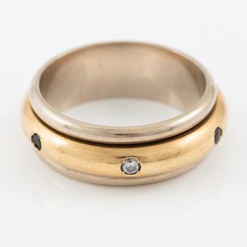 Ring, 18K gold with brilliant-cut diamonds and coloured stones.