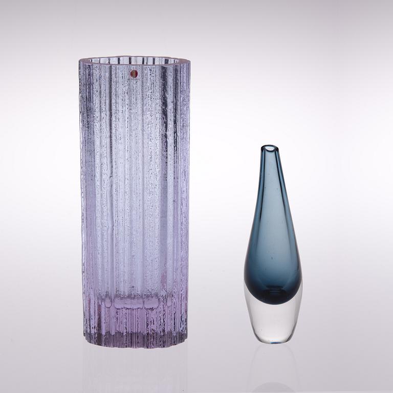 TAPIO WIRKKALA, konstglas, 2 st, 3299 respektive 3509, signerade.