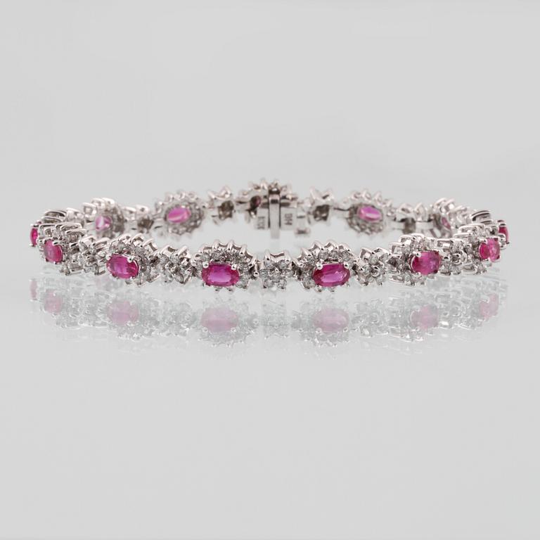 ARMBAND, 18K vitguld med rosa safirer samt briljantslipade diamanter, Effy Jewelry. Vikt 19,2 gram.