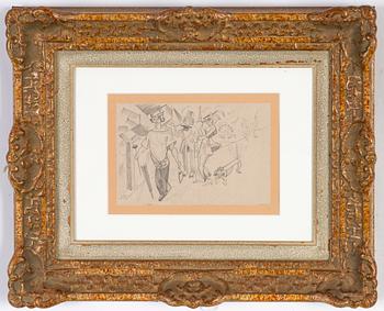 John Jon-And, pencil on paper, signed JA.
