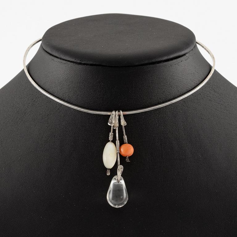 Vivianna Torun Bülow-Hübe, a silver necklace with three pendants, executed in her own workshop, Stockholm 1950's.