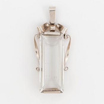 A silver and rock crystal pendant, maker's mark Martin Elmblad, Stockholm, 1948.