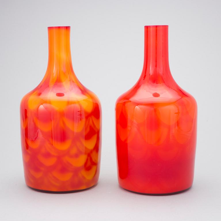 A pair of Elme Glasbruk glass vases, 1960's.