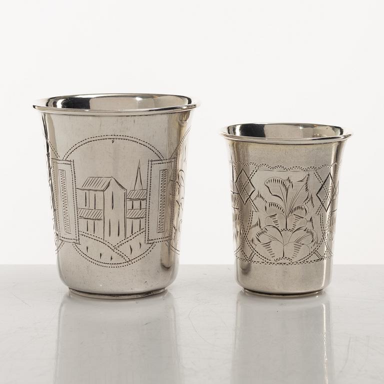 Bägare, 5 st, silver, Ryssland, 1800/1900-tal.