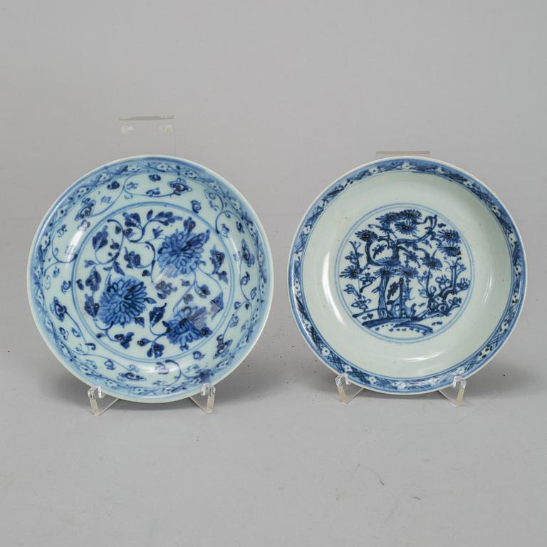 Two blue and white dishes, Ming dynasty (1368-1644).